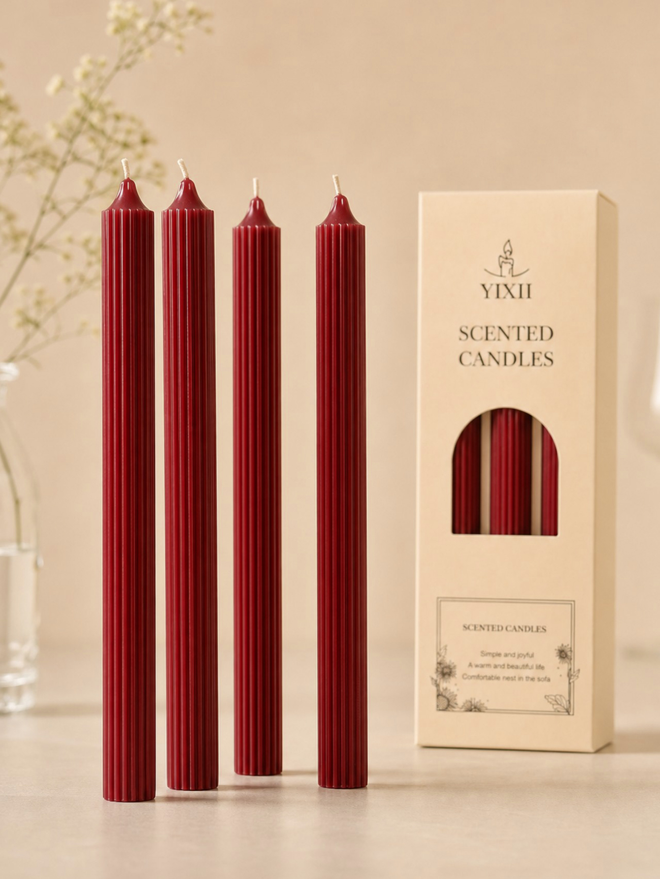 Home Fragrance Red Wine - 4pcs 25cm wine red aromatherapy candle