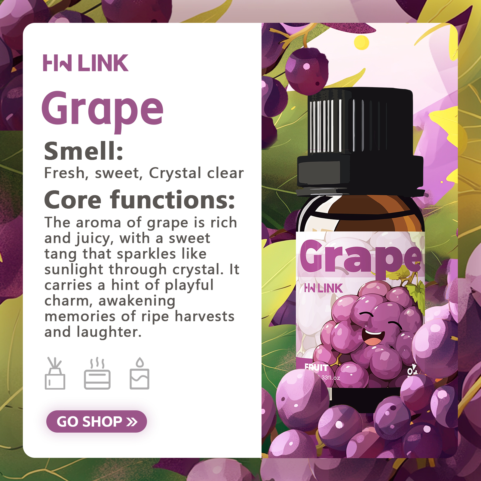 Grape Essential Oil 10ml  Grap - đánh giá và giá Home Fragrance